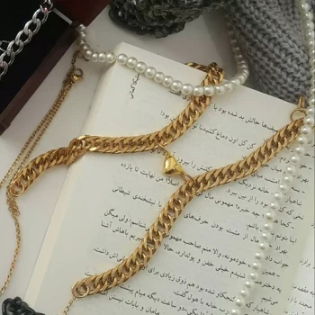 دستبند دوستی کارتیر دوبل استیل مگنتی قلبی ویژه روز عشق و کد 9005