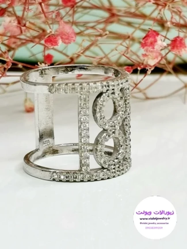 انگشتر نقره ایتالیایی زنانه نگین مخراج وزن 6.3 گرم  کد 0421