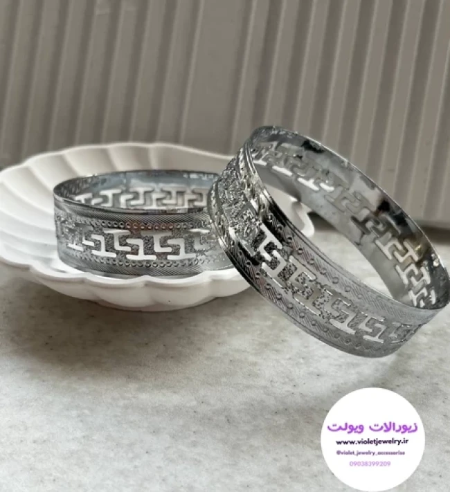 النگو طرح ورساچه نقره ای کد 9801