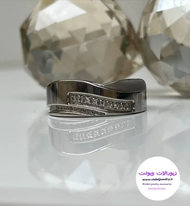 حلقه استیل اسپرت نگین دار برند jfs کد 3053