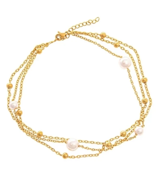 پابند زنجیری توپی استیل طلایی کد 7005