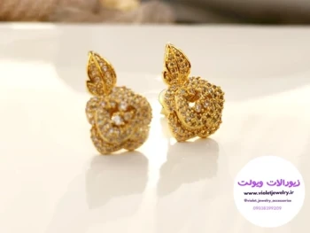 گوشواره میخی طرح گل برند ژوپینگ نگین دار کد 1162