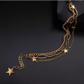 گردنبند سه رج ستاره زنانه استیل رنگ ثابت