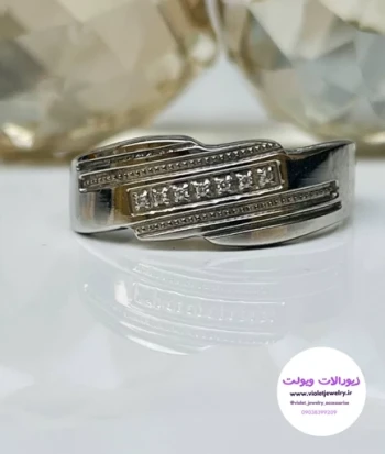 حلقه استیل نگین دار مردانه سایز بزرگ کد 3048