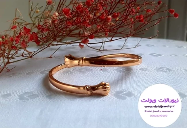 دستبند النگویی طرح آغوش طلایی فری سایز کد 1370