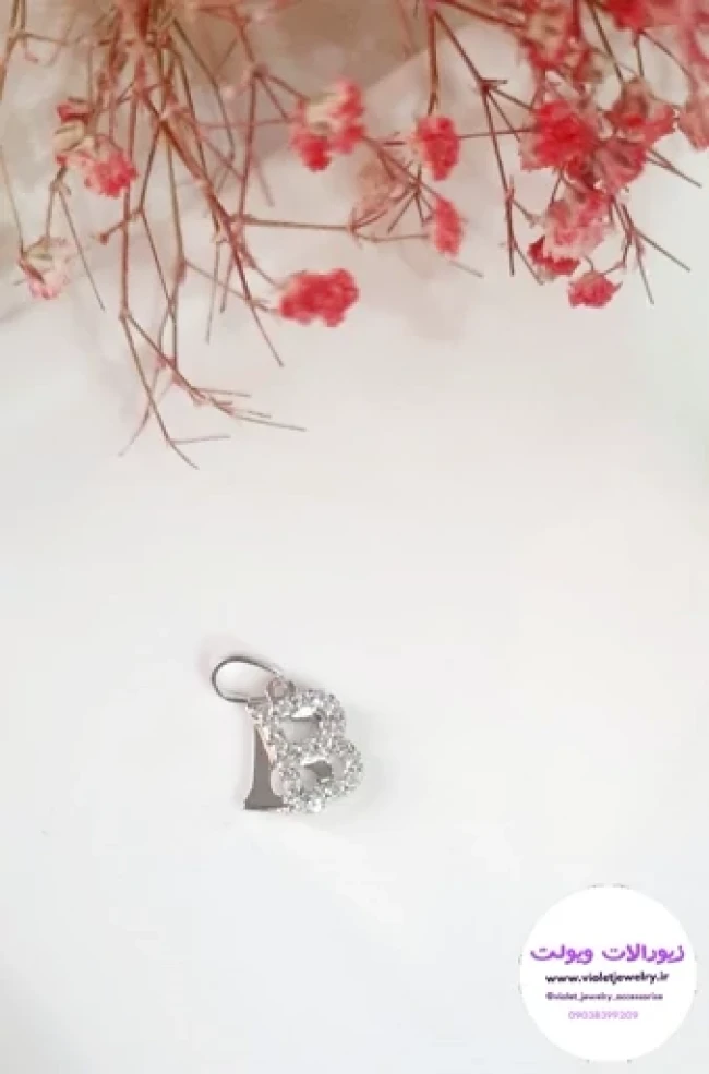 پلاک اسم لاتین حروف B استیل رنگ ثابت نقره ای کد 4036
