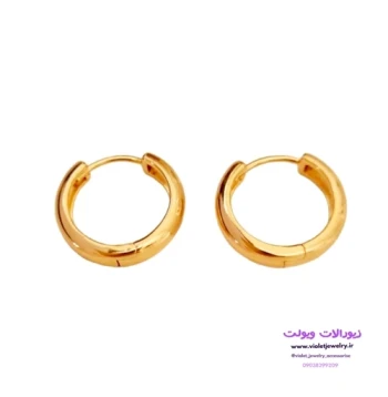 گوشواره حلقه ای استیل قطر 1 سانت رنگ طلایی کد 1140