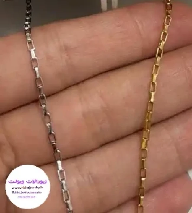 زنجیر آجری نقره ای و طلایی 45 سانت کد 1706