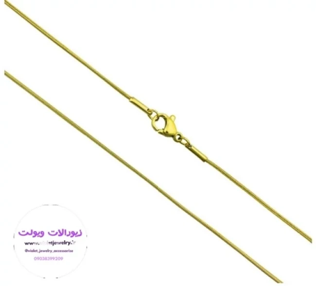 گردنبند ماری لوله ای طلایی و نقره ای استیل کد 1708