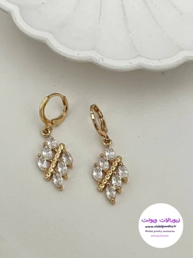 گوشواره حلقه ای برند ژوپینگ نگین دار کد 1196