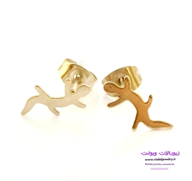 گوشواره میخی ساده اسپرت طرح مارمولک🦎 کد 1142