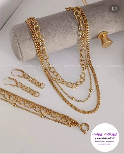 ست ترکیبی زنانه کارتیر طرح طلا استیل رنگ ثابت کد 1220