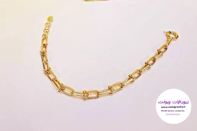 دستبند تیفانی طلایی استیل کد 1313