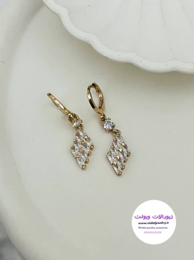 گوشواره حلقه ای برند ژوپینگ نگین دار کد 1196