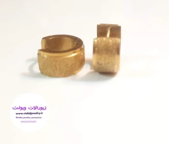 گوشواره حلقه ای استیل طلایی طرح شنی کد 1135