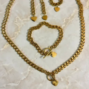 ست زنانه کارتیر با آویز قلبی استیل رنگ ثابت
