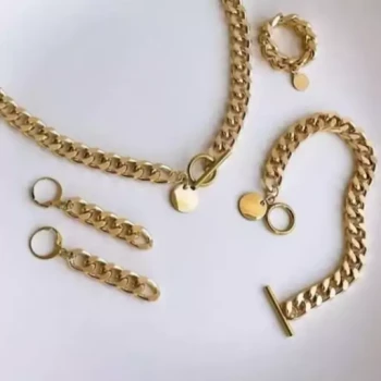 ست زنانه کارتیه استیل در دو رنگ با آویز سکه ای
