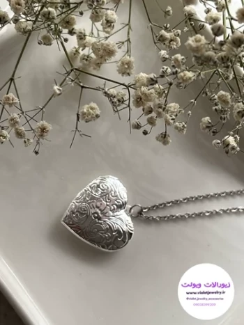 لاکت گردنبند جا عکسی جا دعا استیل با زنجیر 60 سانتی  مدل قلبی کد 9991