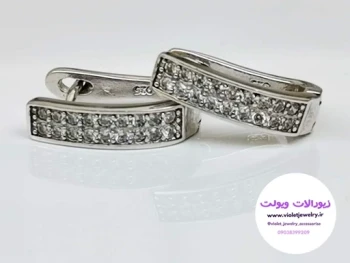 گوشواره حلقه ای نقره نگین دار وزن 3.8 گرم قطر 1 سانت کد 038 مدل 1