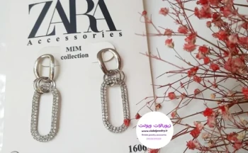گوشواره آویزی طرح بیضی نگین دار کد 1131