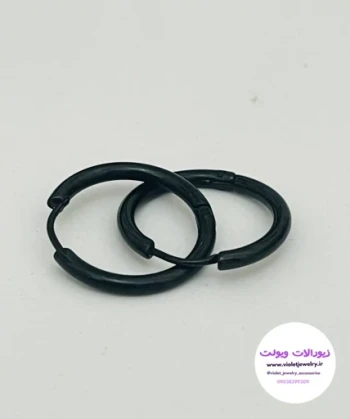 گوشواره حلقه ای اسپرت مشکی قطر 13 میل کد 11106