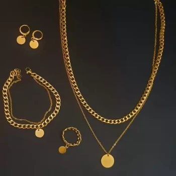 ست زنانه سکه ای استیل آبکاری طلا                    