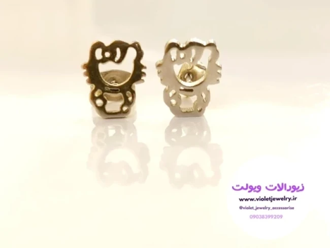 گوشواره میخی دخترانه طرح کیتی جنس استیل رنگ ثابت کد 1145