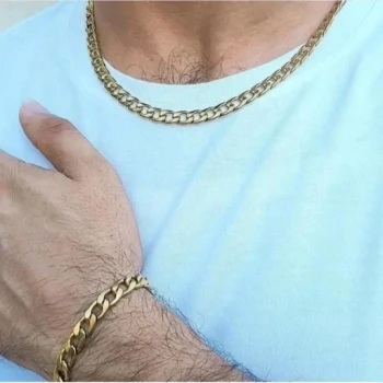 ست گردنبند و دستبند مردانه استیل کد 5020