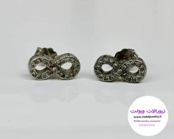 گوشواره دخترانه نقره مدل بی نهایت نگین دار وزن 2.4 گرم کد 022 مدل 1