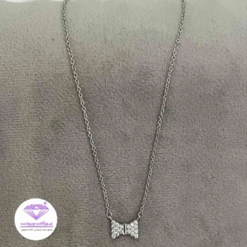 گردنبند دخترانه نقره مدل پاپیون | کد 08