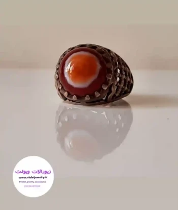 انگشتر نقره باباقوری عقیق چشم نظر کد 302 مدل 1