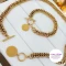 نیم ست زنانہ کارتیر دوبل با آویز سکہ  طلایی استیل کد 3567