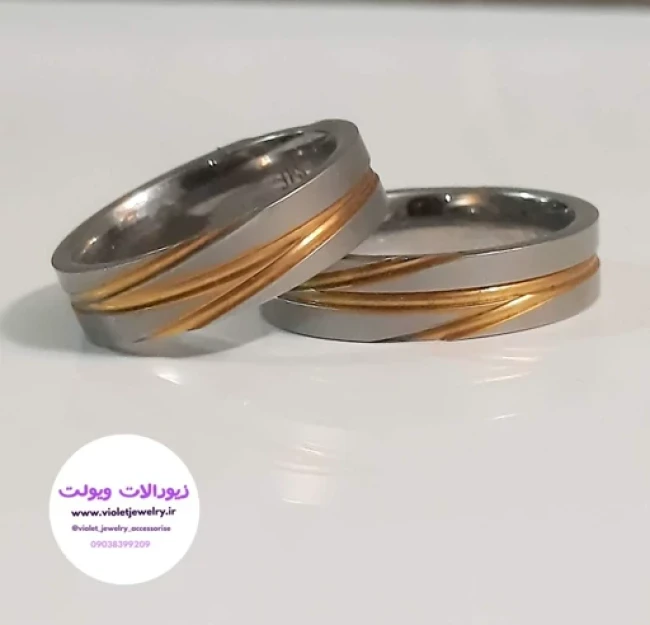 حلقه ست استیل اسپرت دورنگ کد 3019