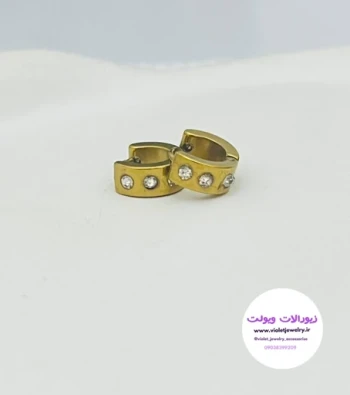 گوشواره سایز کوچک استیل طلایی قطر 5 میل کد 11108
