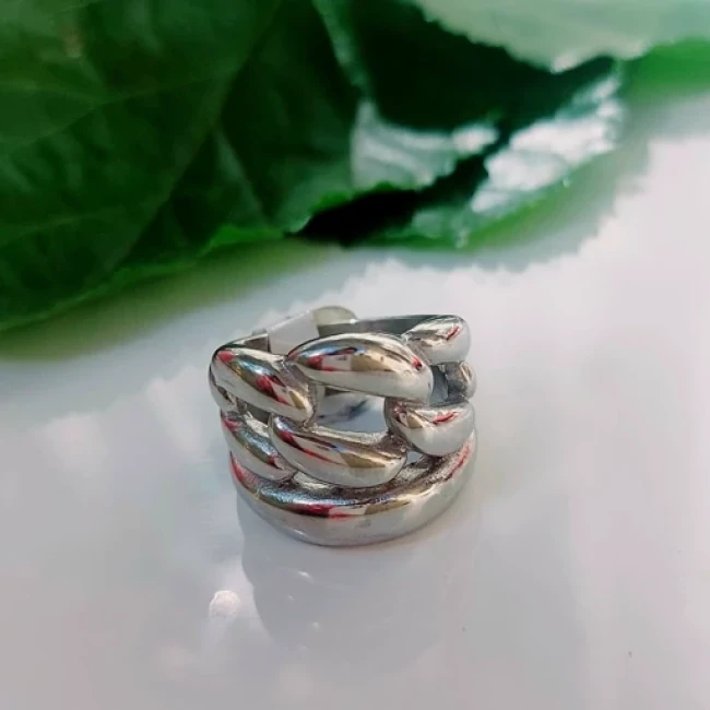 انگشتر درشت نقره ای کد 2502
