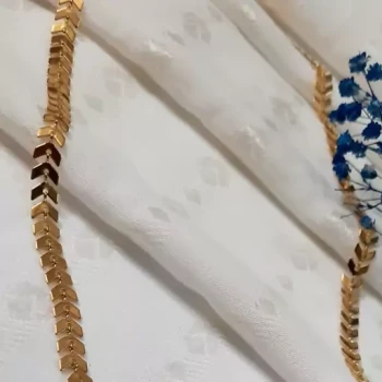 گردنبند گندمی زنانه  زنجیر تیغ ماهی 50سانتی استیل و رنگ ثابت با آبکاری طلا 