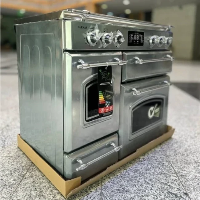 اجاق گاز 5 شعله صفحه استیل طرح فر تاکنو فارناس ( پک 3 عددی )