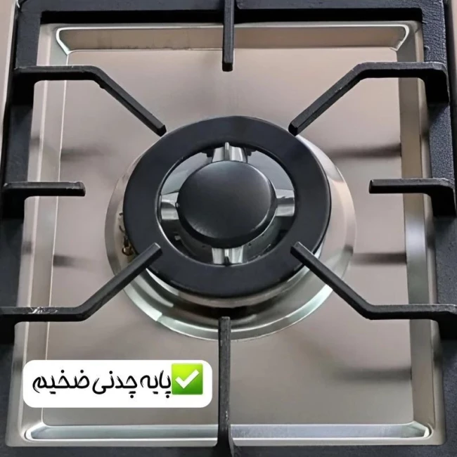 اجاق گاز پنج شعله صفحه استیل اطلس خزر مدل پلوپز بغل ( پک 3 عددی ) 
