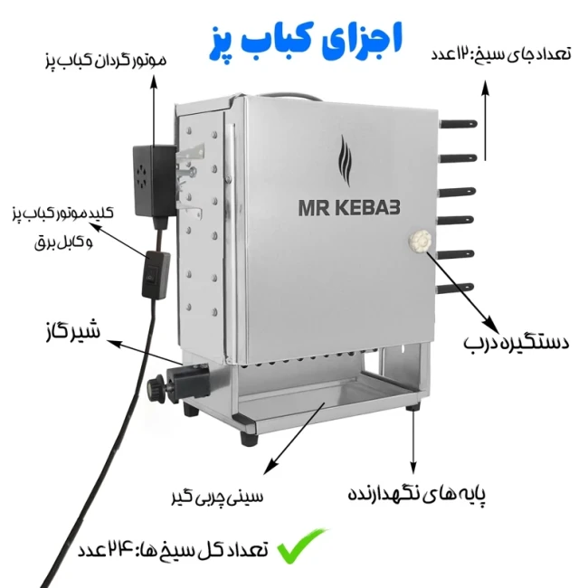 کباب پز گازی موتوردار مسترکباب ( پک 3 عددی )