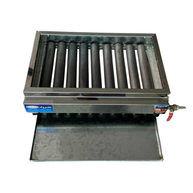 کبابپز گازی معروف مدل 9 شعله استیل ( پک 3 عددی )