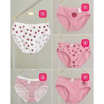 شورت عروسکی نخی طرح توت فرنگی صورتی کد 83529