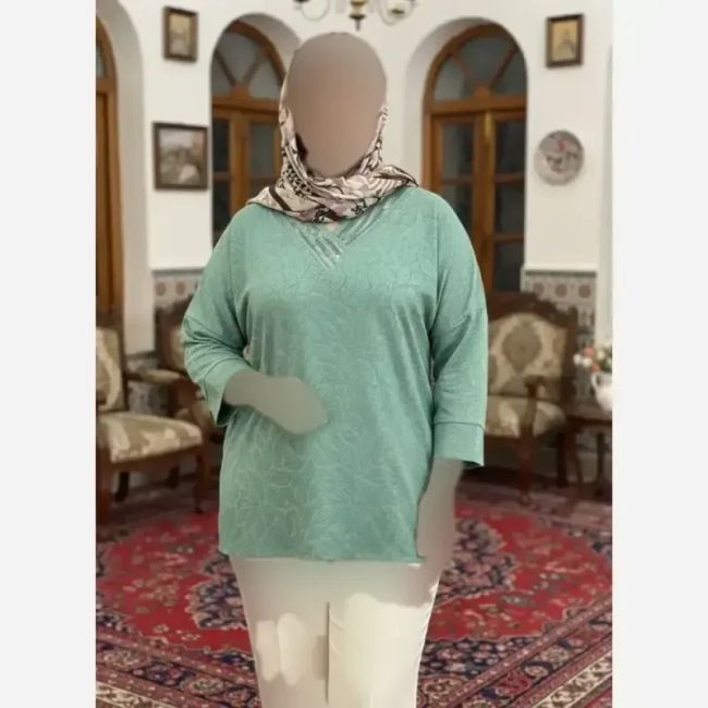 شومیز نگین دار کیمانو مدل تابان ژاکارد ویسکوز سایز بزرگ