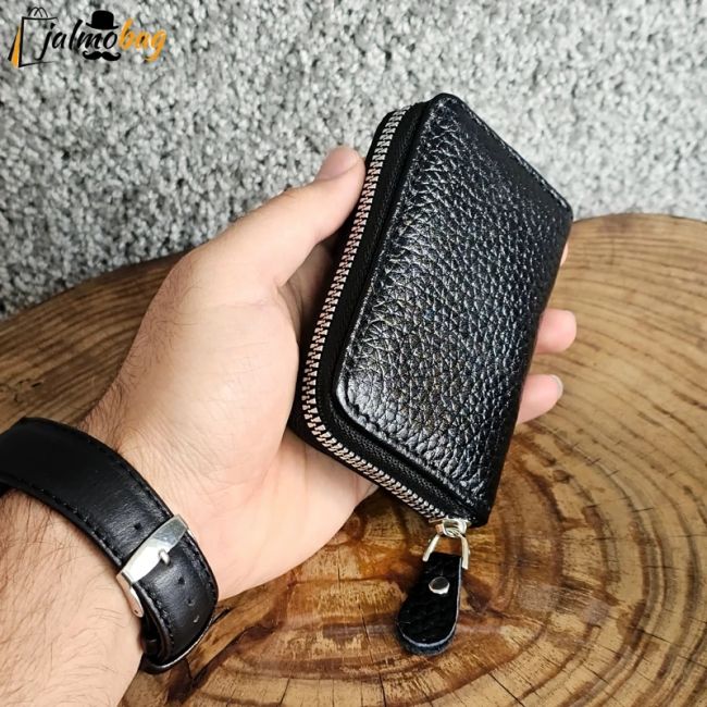 جاکارتی زیپدار چرم طبیعی گاوی مناسب آقایان و خانمها ابعاد 11 در 7 سانتیمتر (2)