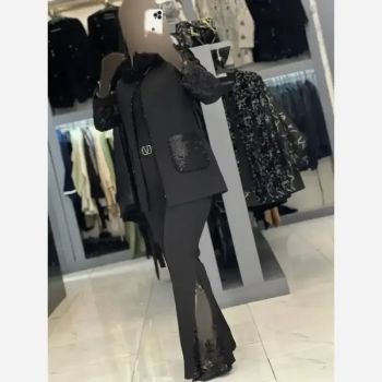کت تک مجلسی زنانه مدل دلربا جنس مازراتی دبل رنگ مشکی