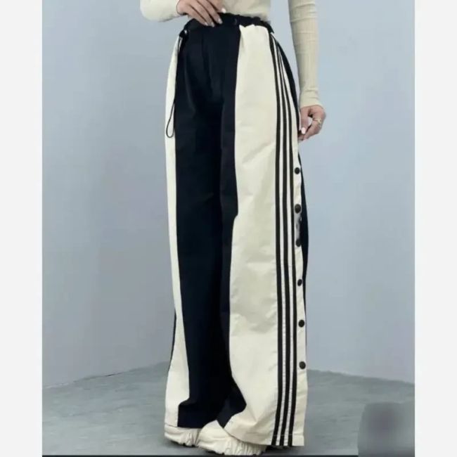 شلوار بگ کتان زارا بغل دکمه سه خط قد 105