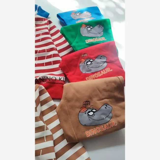 ست بلوز و شلوار بچگانه طرح دایناسور دورس چهار رنگ سایز 35 تا 45