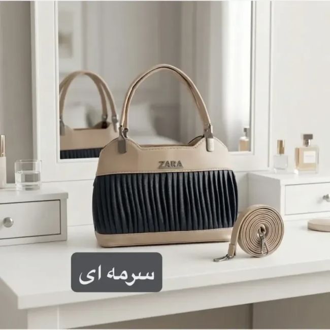 کیف زنانه چرم مصنوعی مجلسی دو بند جیب دار