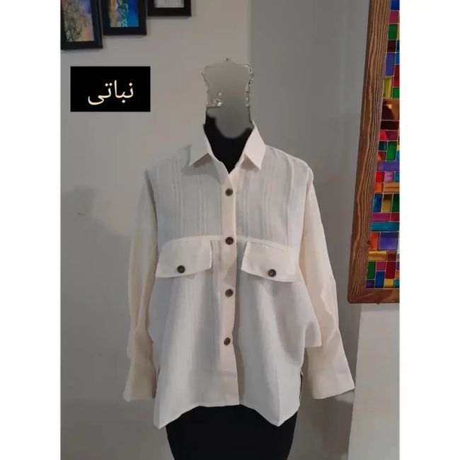 مانتو پانچ کوتاه زنانه پارچه لینن قواره دار سایز بزرگ