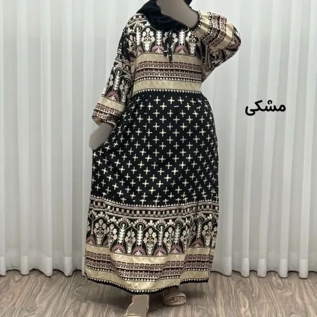 پیراهن ساحلی زنانه نخی مدل حاشیه دار ستاره فری سایز مناسب تا 46