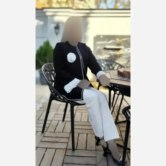 کت نیلوفر کرپ مازراتی بلند رنگ مشکی و سرخابی